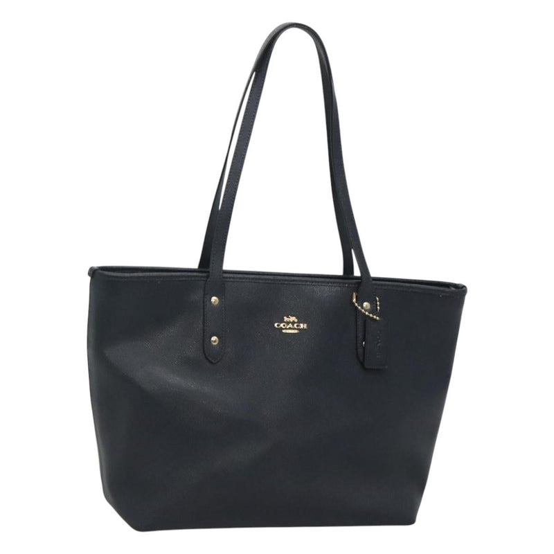 Coach Tote Bag Leather Navy Auth kk490
