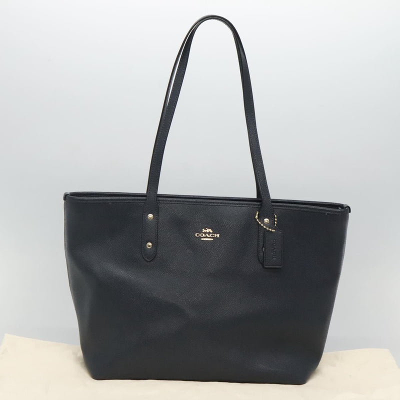 Coach Tote Bag Leather Navy Auth kk490