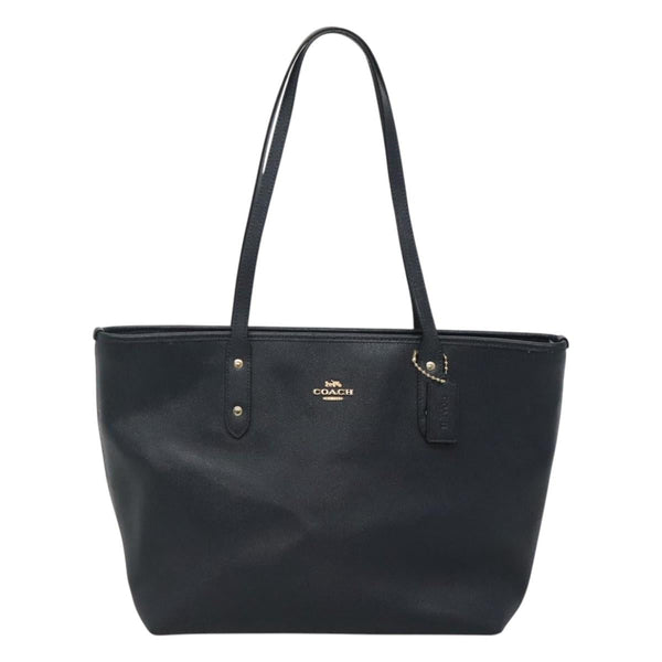 Coach Tote Bag Leather Navy Auth kk490