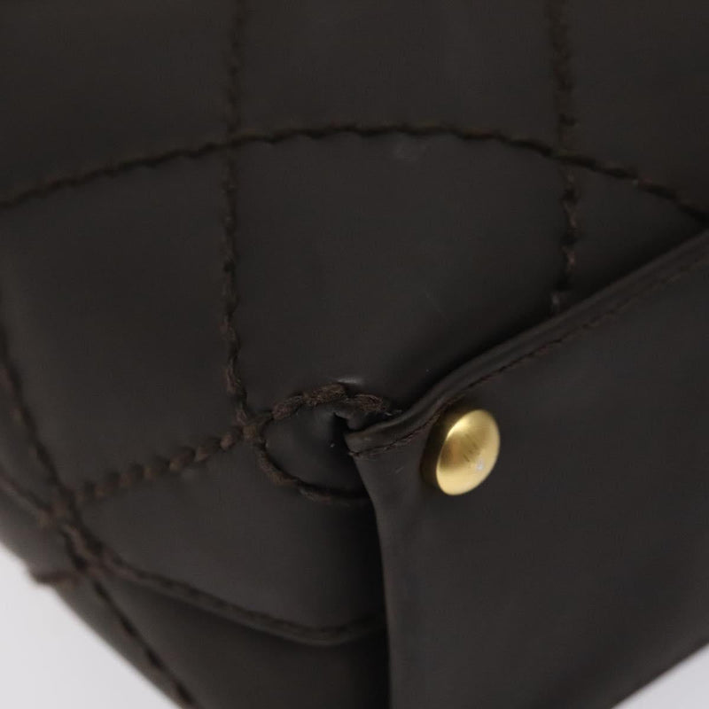 CHANEL Matelasse COCO Mark Tote Bag Leather Dark Brown CC Auth PP439