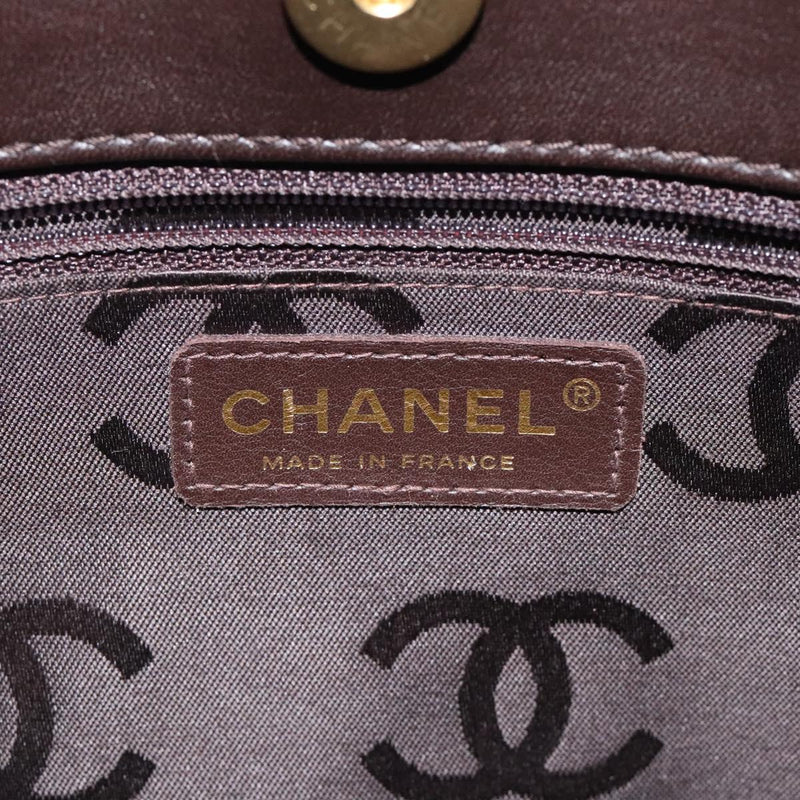 CHANEL Matelasse COCO Mark Tote Bag Leather Dark Brown CC Auth PP439