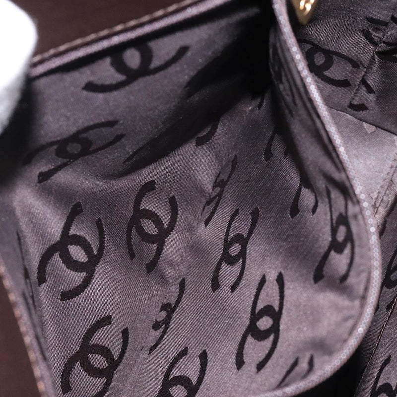 CHANEL Matelasse COCO Mark Tote Bag Leather Dark Brown CC Auth PP439