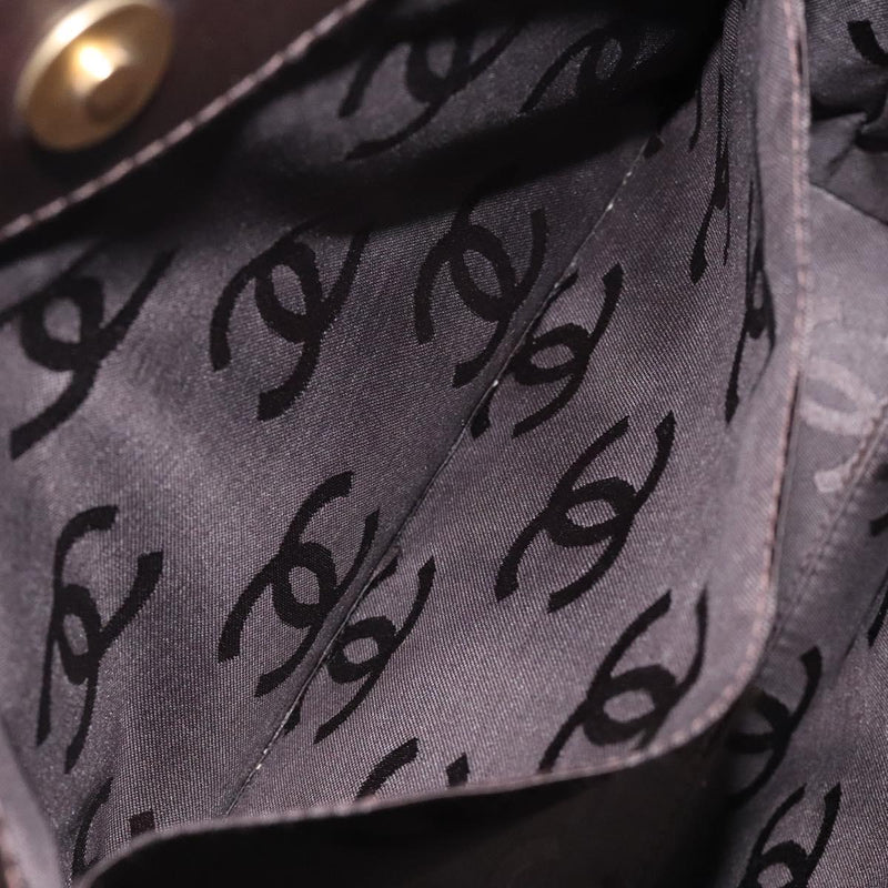 CHANEL Matelasse COCO Mark Tote Bag Leather Dark Brown CC Auth PP439