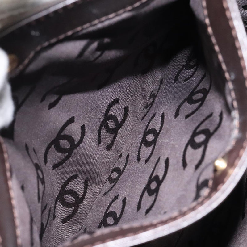 CHANEL Matelasse COCO Mark Tote Bag Leather Dark Brown CC Auth PP439