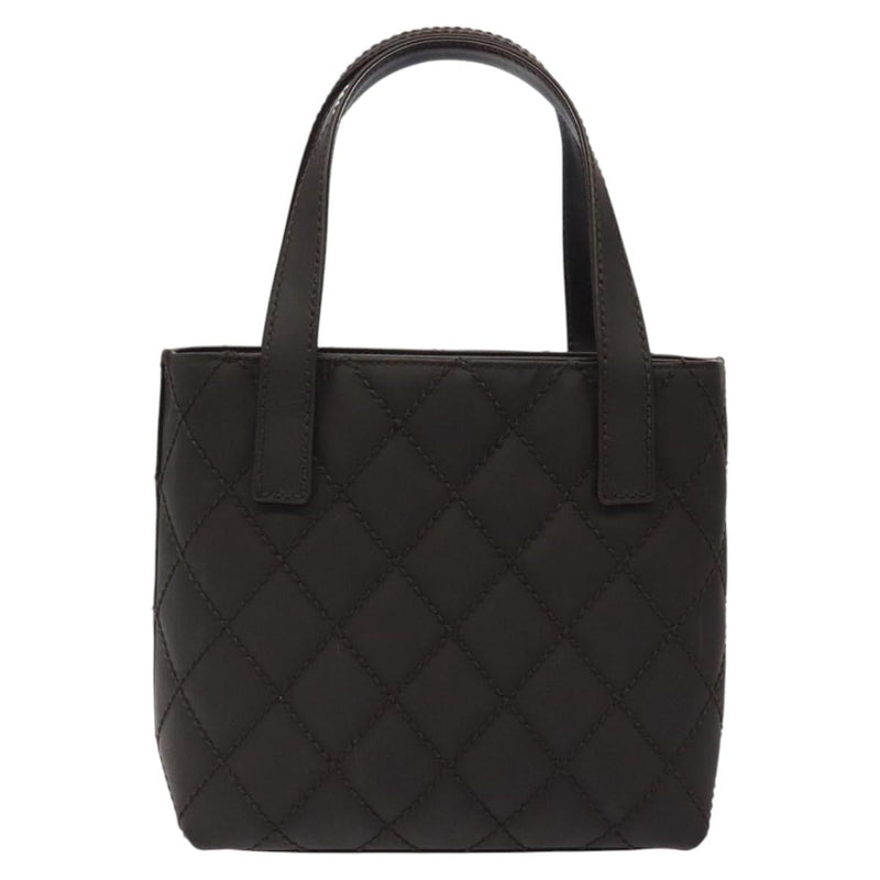 CHANEL Matelasse COCO Mark Tote Bag Leather Dark Brown CC Auth PP439