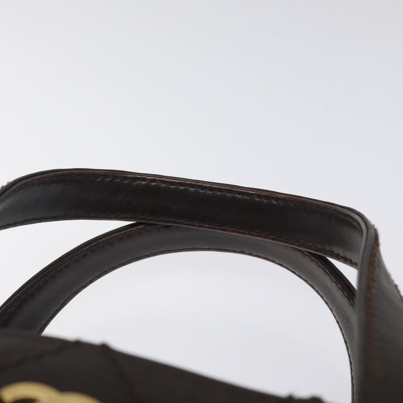 CHANEL Matelasse COCO Mark Tote Bag Leather Dark Brown CC Auth PP439