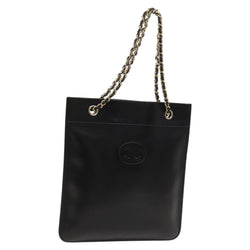 CHANEL Matelasse COCO Mark Chain Tote Bag Leather Black CC Auth PP442