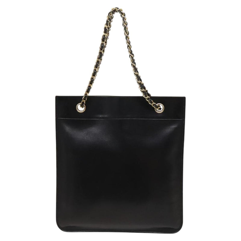 CHANEL Matelasse COCO Mark Chain Tote Bag Leather Black CC Auth PP442