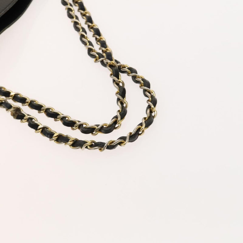 CHANEL Matelasse COCO Mark Chain Tote Bag Leather Black CC Auth PP442