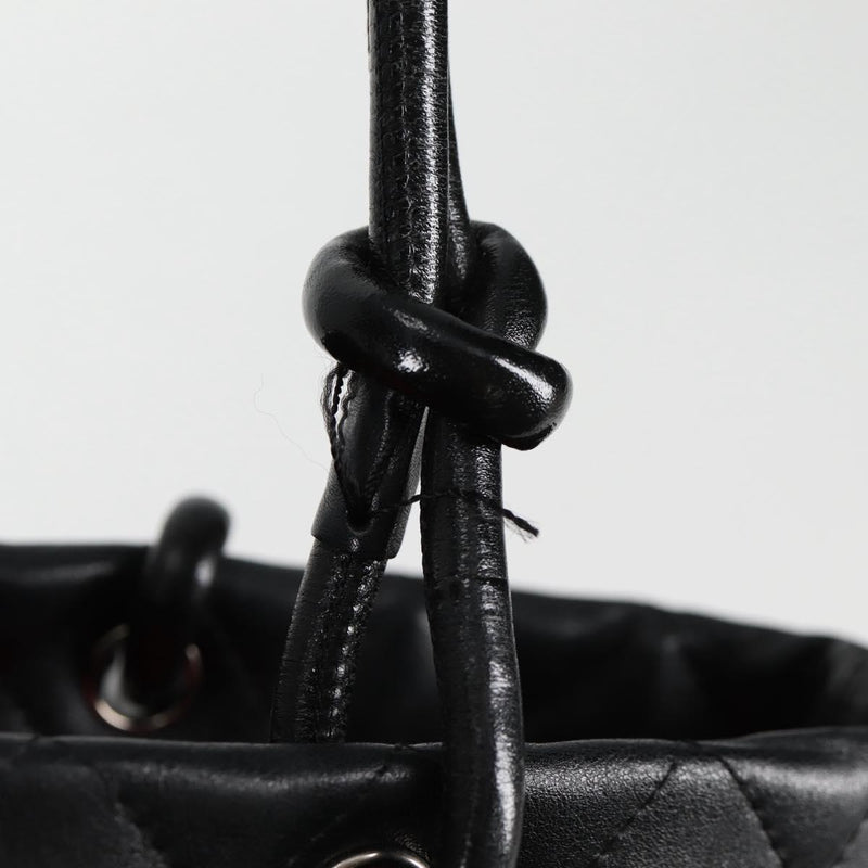 CHANEL Matelasse Cambon Line COCO Mark Tote Bag Lamb Skin Black CC Auth PP444M