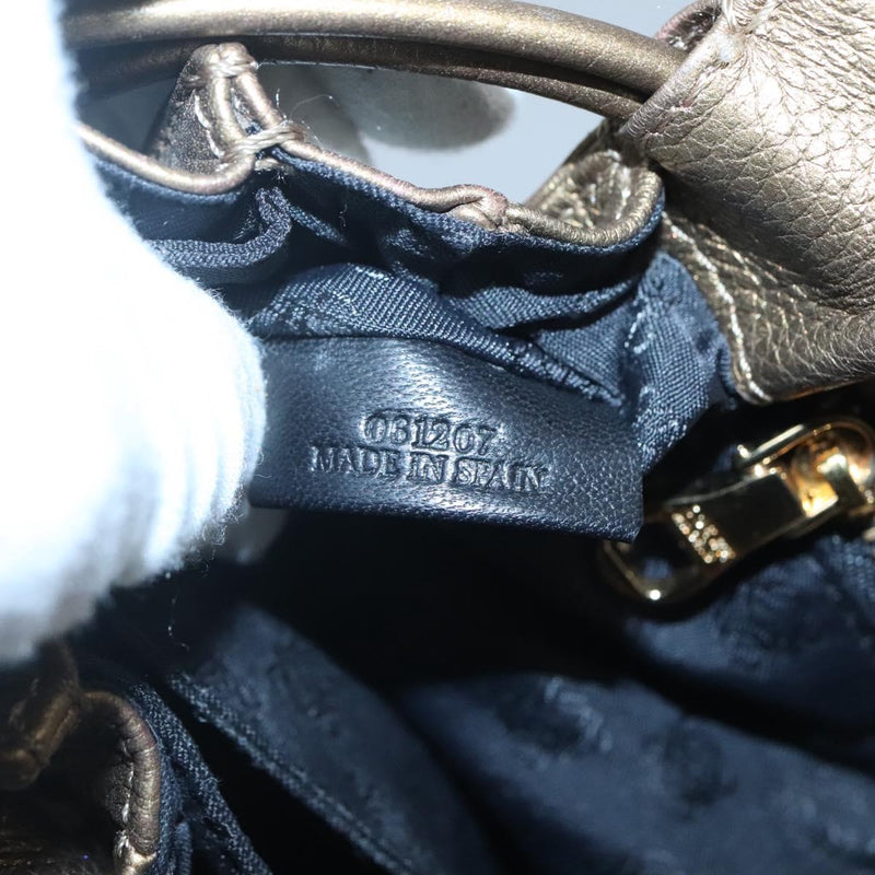 LOEWE Anagram Shoulder Bag Leather Gold Auth PP448