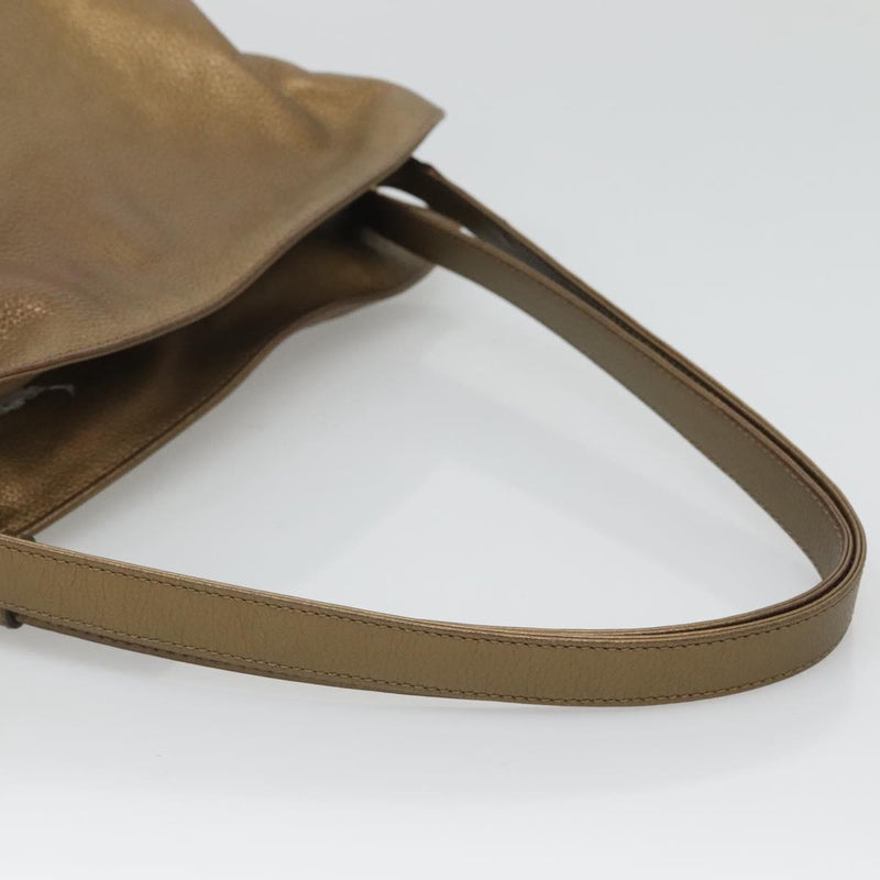 LOEWE Anagram Shoulder Bag Leather Gold Auth PP448