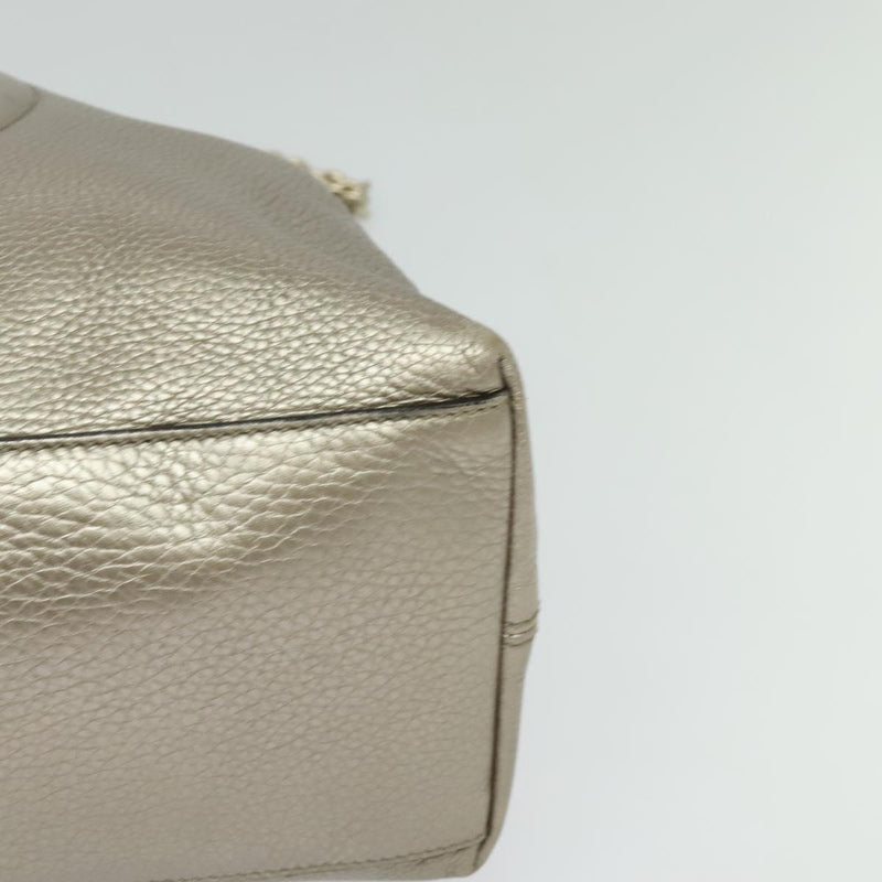 GUCCI Chain Soho Shoulder Bag Leather Gold 308982 Auth PP449