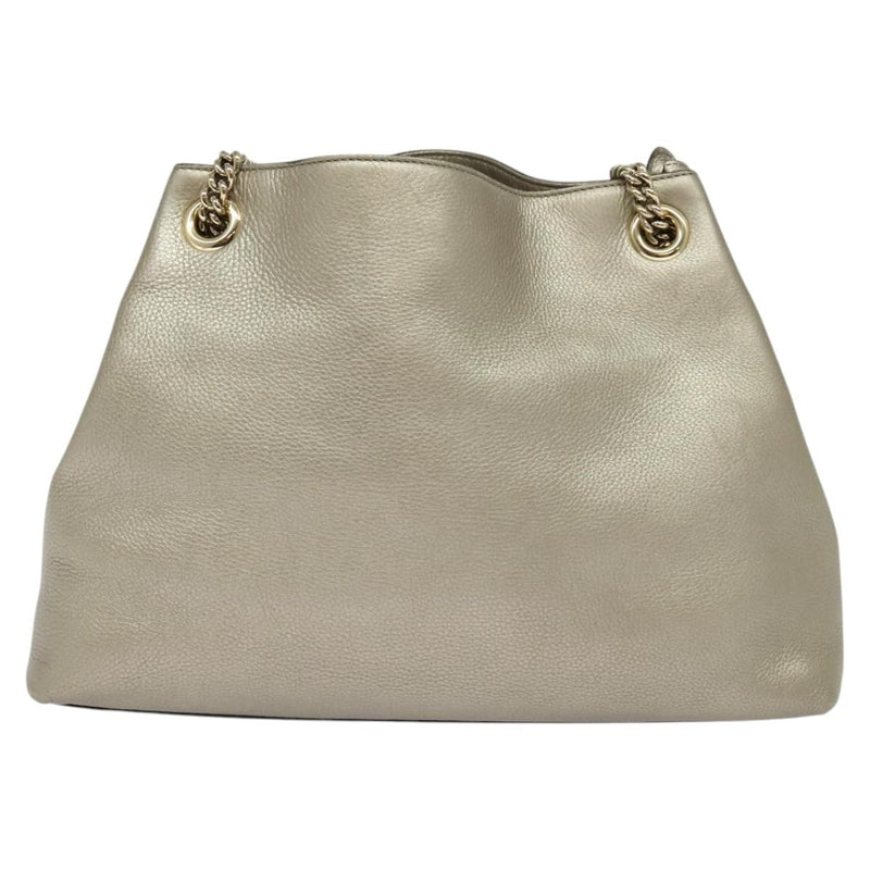 GUCCI Chain Soho Shoulder Bag Leather Gold 308982 Auth PP449