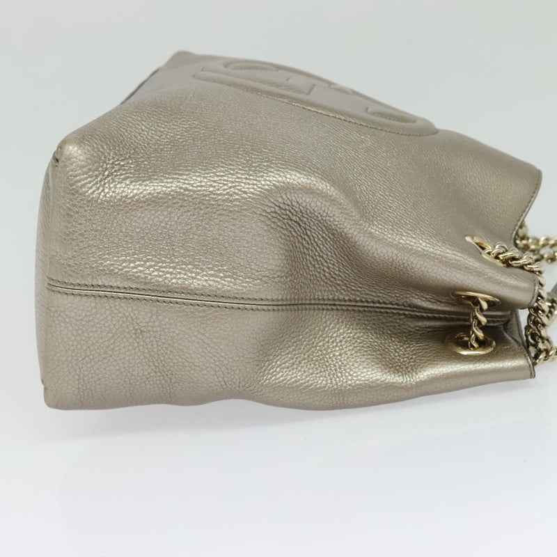 GUCCI Chain Soho Shoulder Bag Leather Gold 308982 Auth PP449