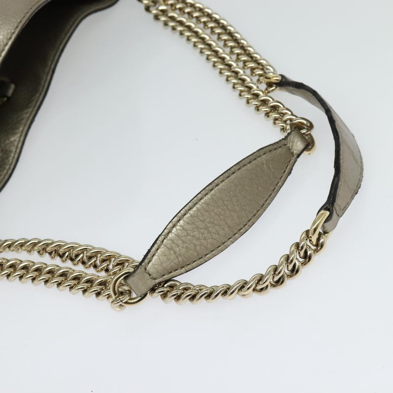 GUCCI Chain Soho Shoulder Bag Leather Gold 308982 Auth PP449