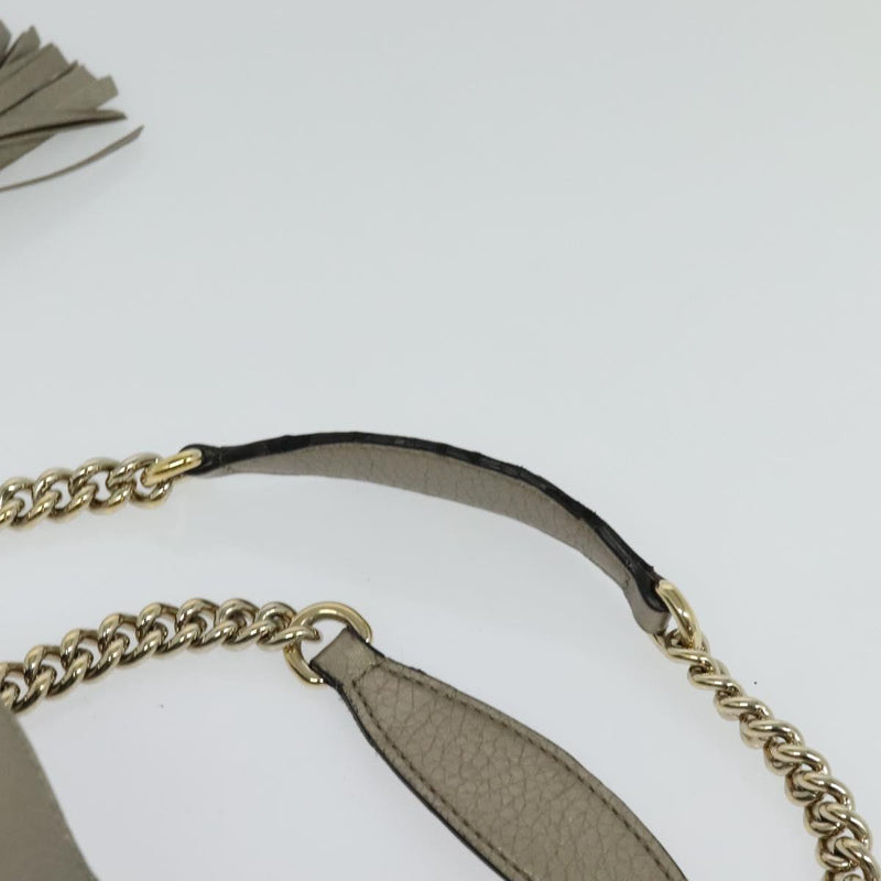 GUCCI Chain Soho Shoulder Bag Leather Gold 308982 Auth PP449