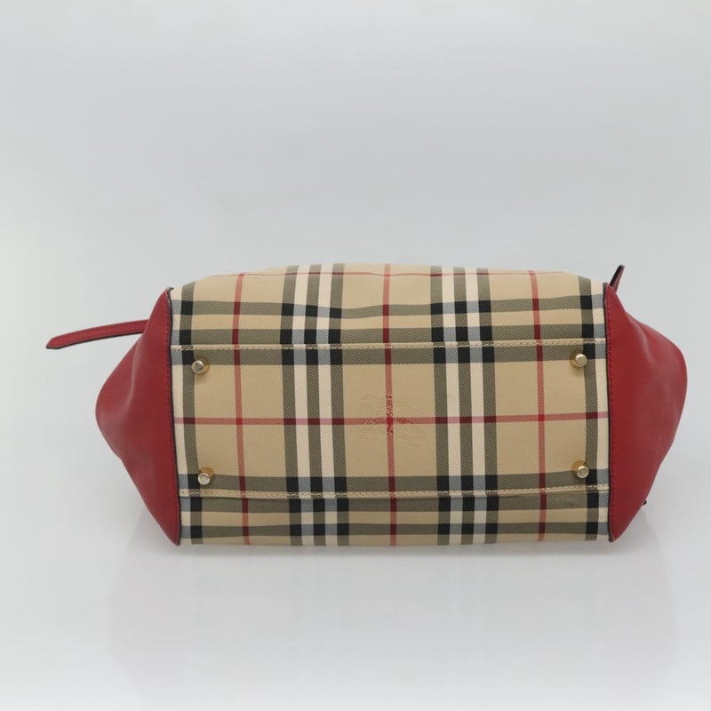 BURBERRY Nova Check Shoulder Bag Canvas Beige Silver Auth PP450
