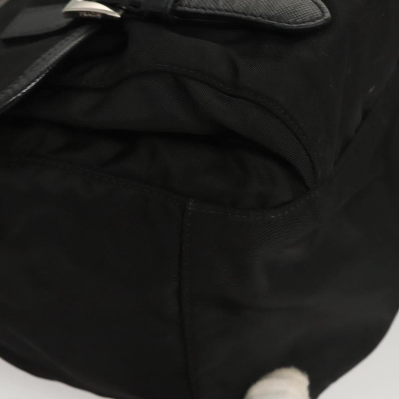 PRADA Shoulder Bag Nylon Black Silver Auth PP451
