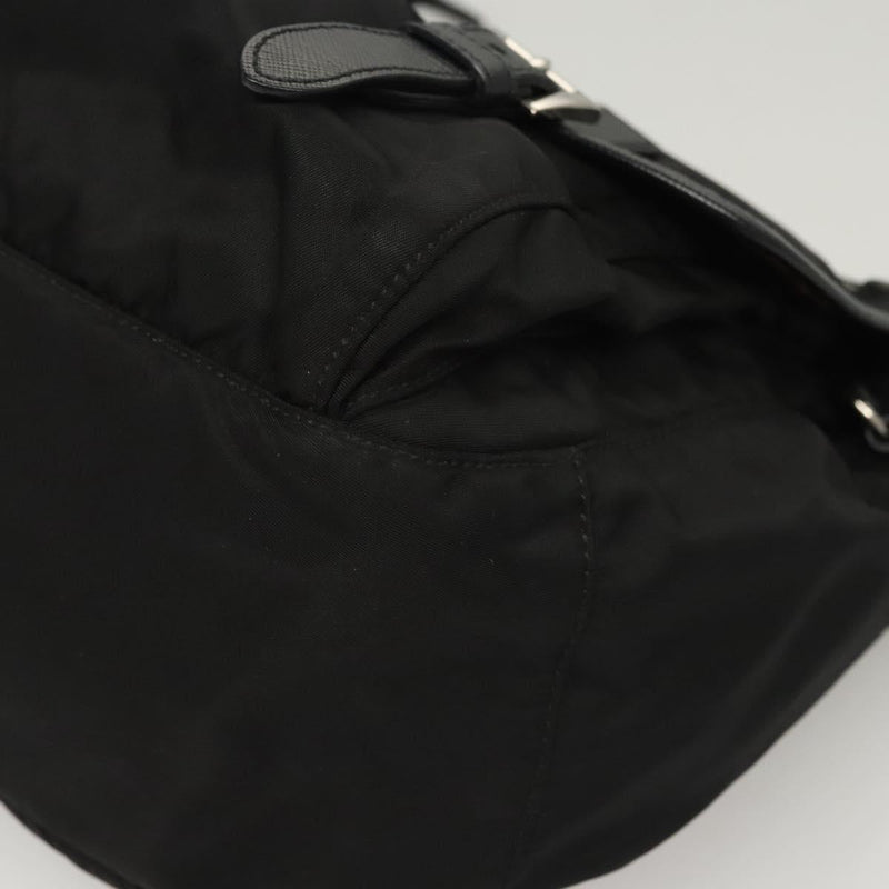 PRADA Shoulder Bag Nylon Black Silver Auth PP451