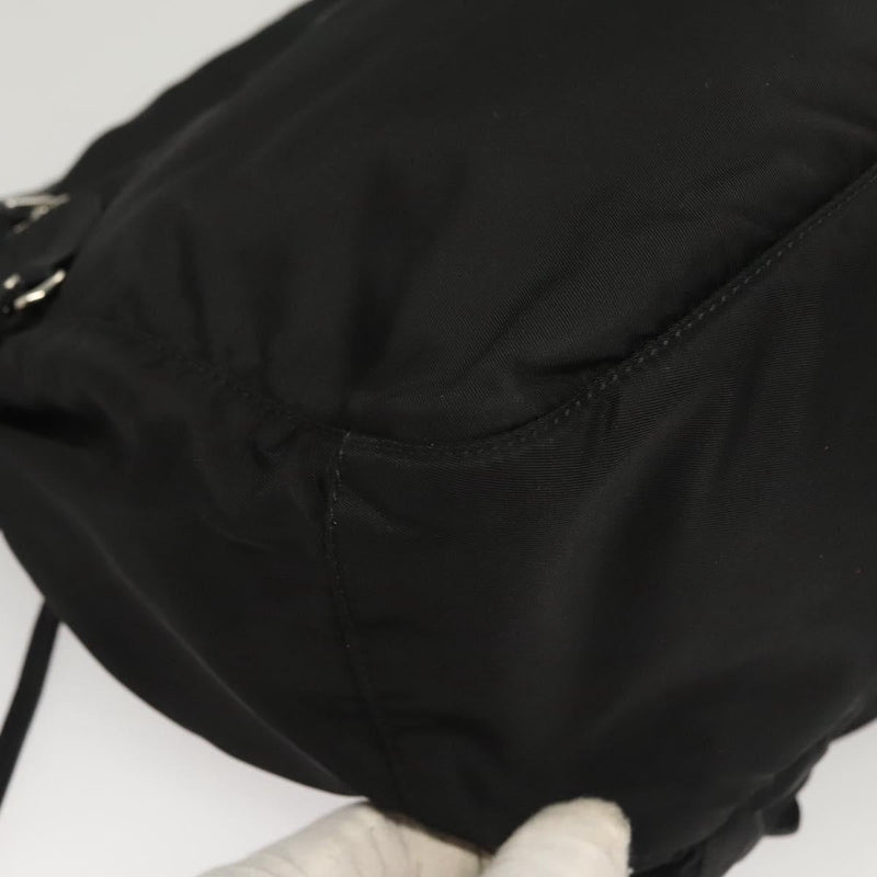 PRADA Shoulder Bag Nylon Black Silver Auth PP451