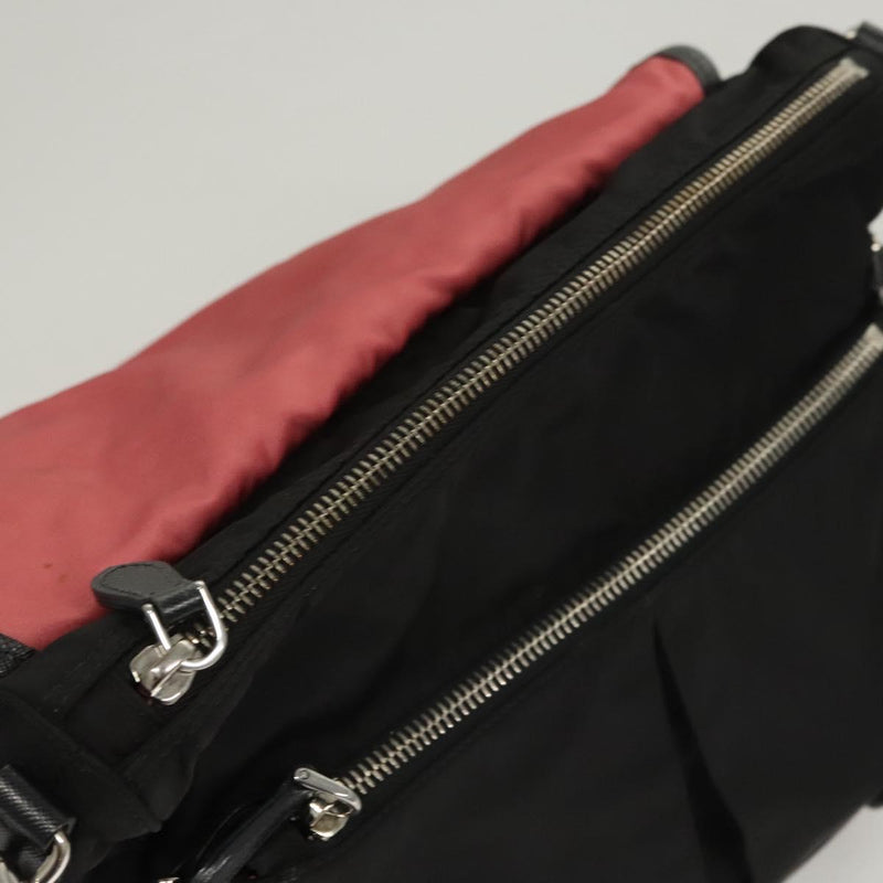 PRADA Shoulder Bag Nylon Black Silver Auth PP451