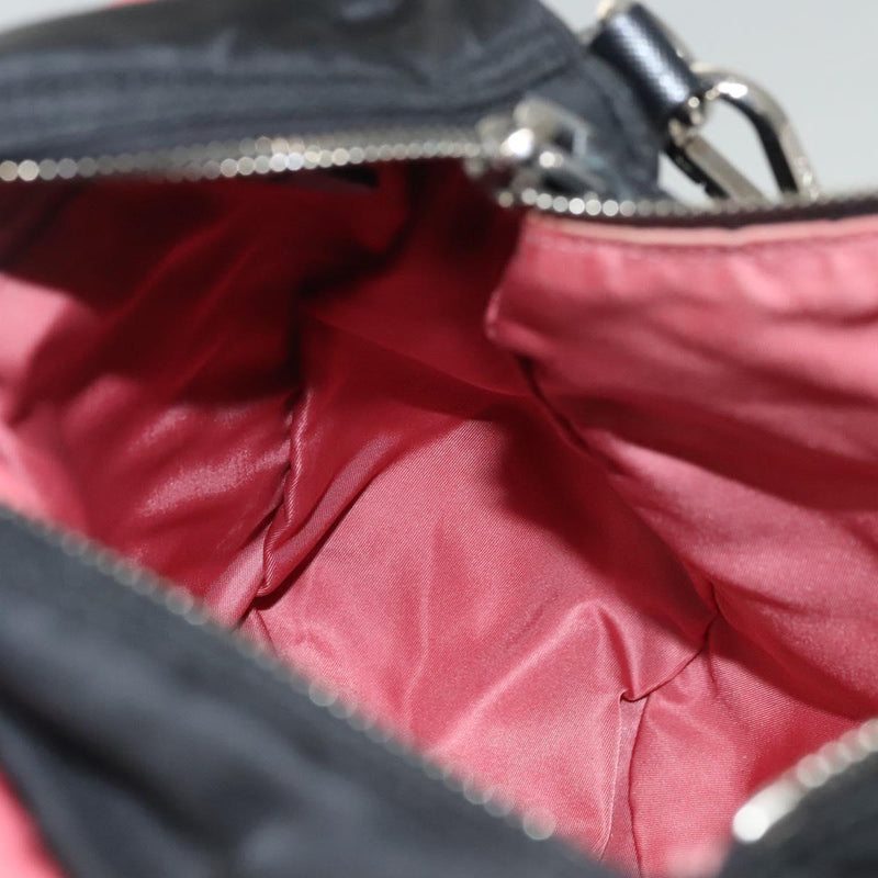 PRADA Shoulder Bag Nylon Black Silver Auth PP451