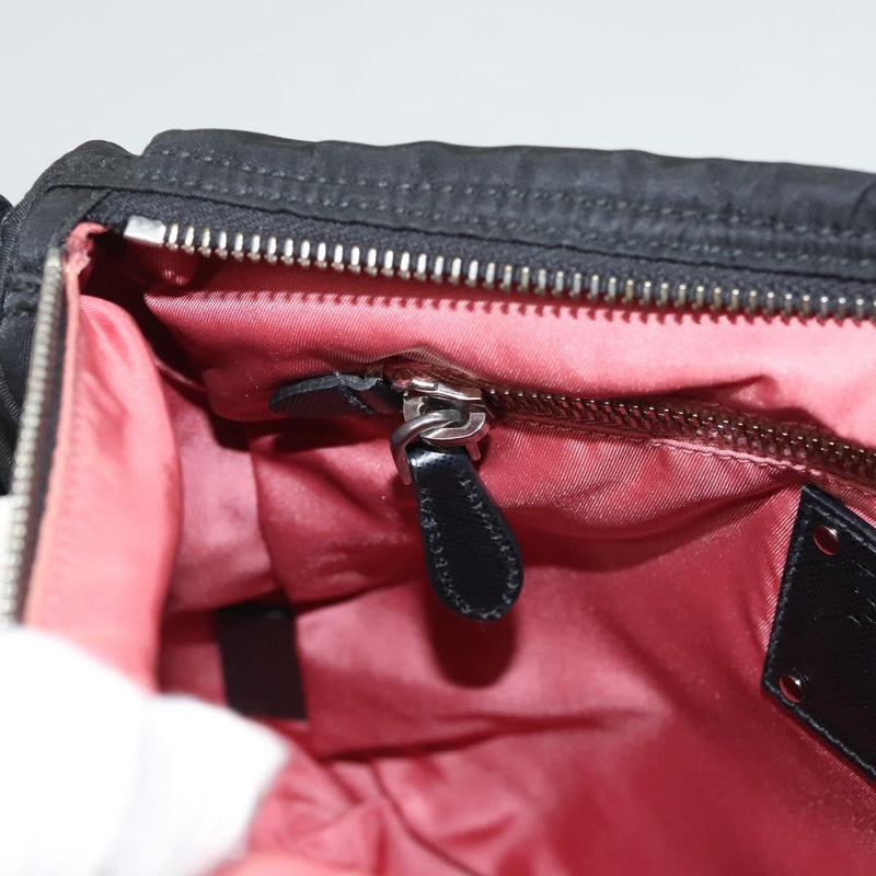 PRADA Shoulder Bag Nylon Black Silver Auth PP451