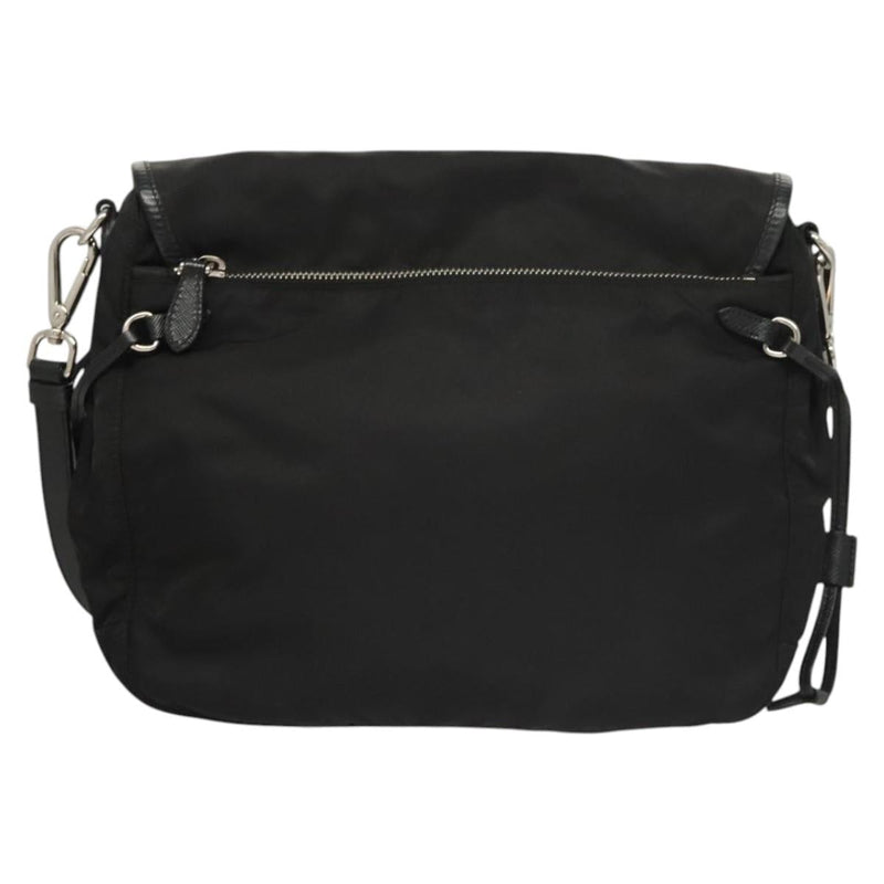 PRADA Shoulder Bag Nylon Black Silver Auth PP451