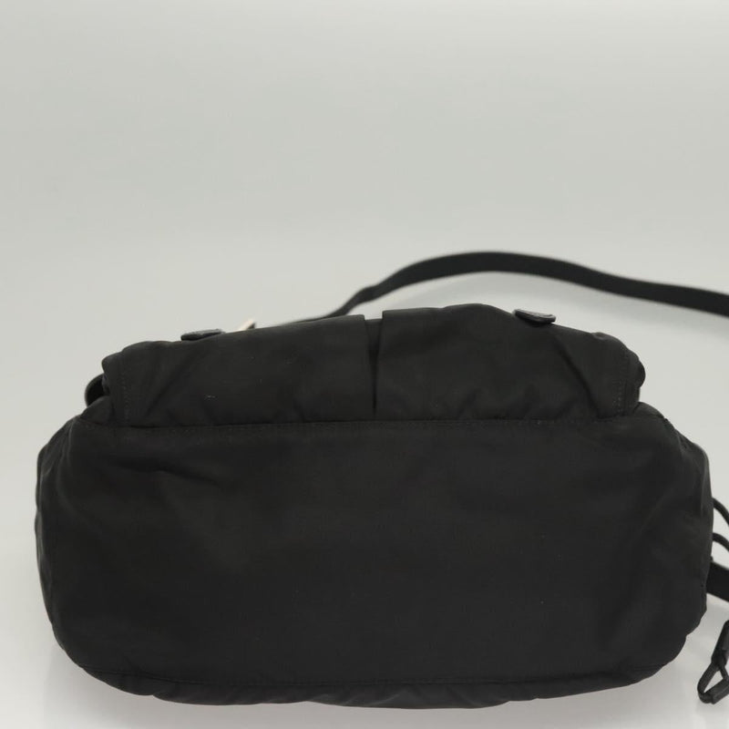 PRADA Shoulder Bag Nylon Black Silver Auth PP451