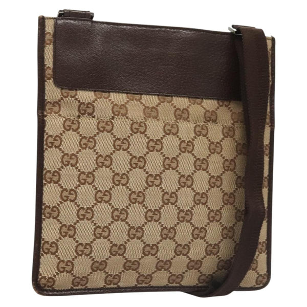 GUCCI GG Canvas Shoulder Bag Beige 27639 Auth PP476