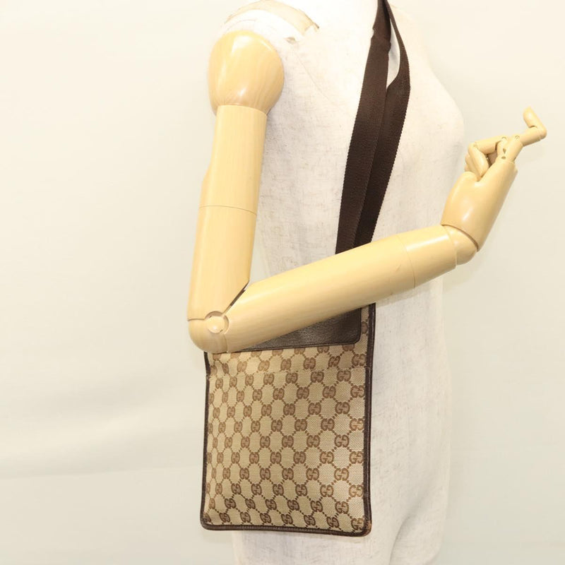 GUCCI GG Canvas Shoulder Bag Beige 27639 Auth PP476