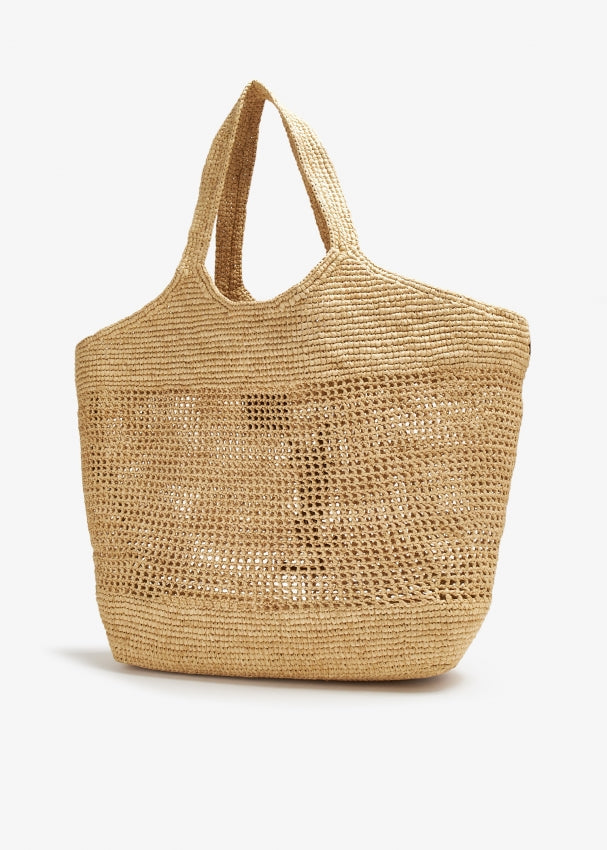 Saint Laurent Raffia Beach Bag - Removable Sunglasses Pouch with Long Chain Detail