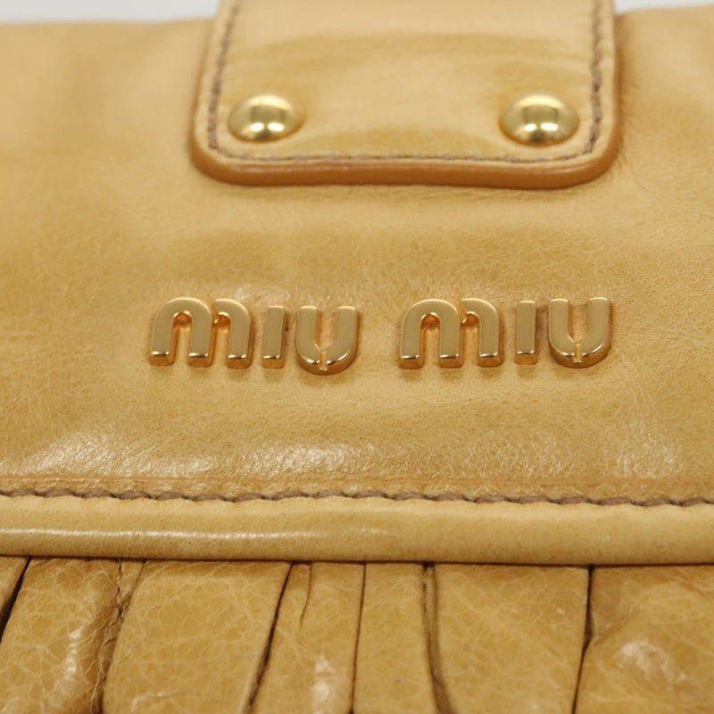 Miu Miu Hand Bag Leather 2way Yellow Gold Auth sw448