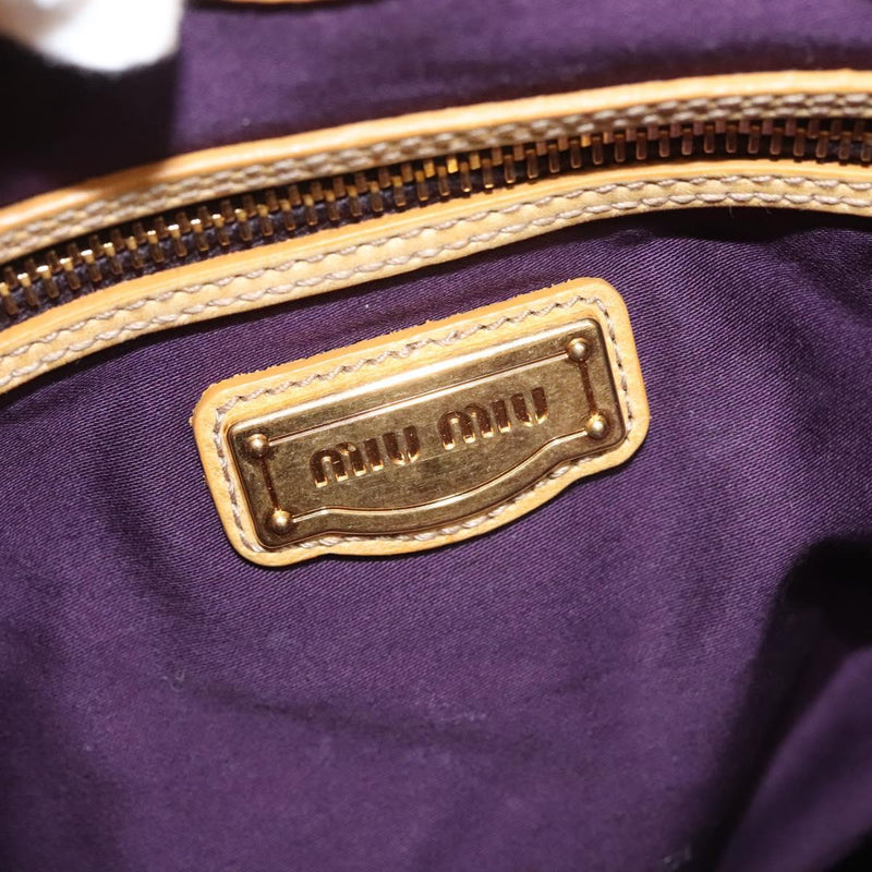 Miu Miu Hand Bag Leather 2way Yellow Gold Auth sw448