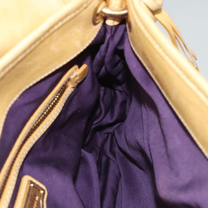 Miu Miu Hand Bag Leather 2way Yellow Gold Auth sw448