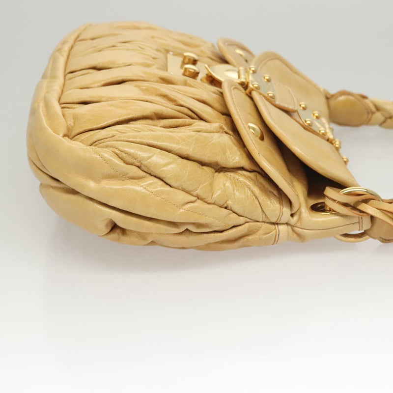 Miu Miu Hand Bag Leather 2way Yellow Gold Auth sw448