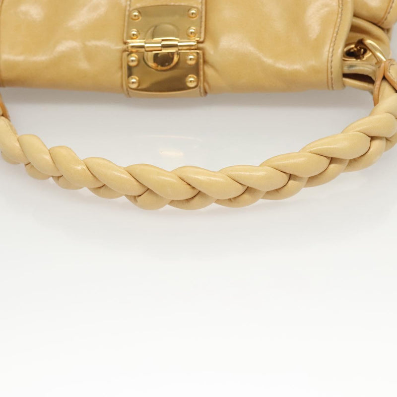Miu Miu Hand Bag Leather 2way Yellow Gold Auth sw448
