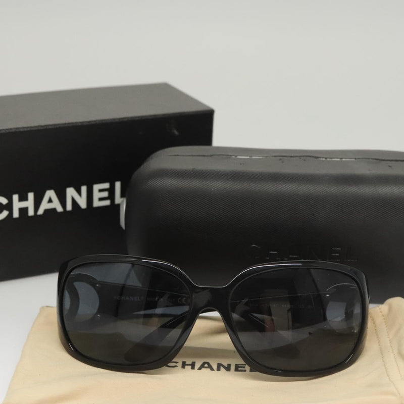 CHANEL Sunglasses plastic Black CC Auth sw484