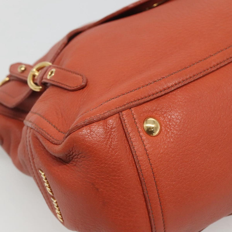 Miu Miu Hand Bag Leather 2way Brown Gold Auth sw498