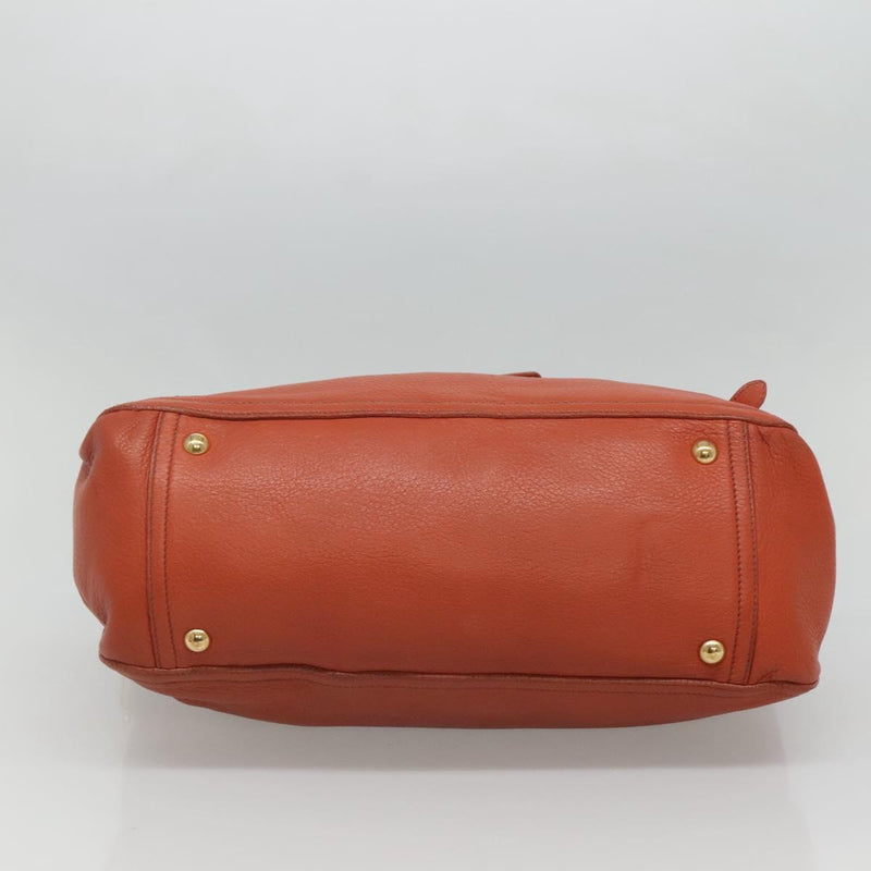 Miu Miu Hand Bag Leather 2way Brown Gold Auth sw498