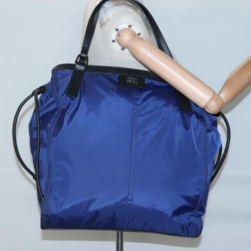 BURBERRY Tote Bag Nylon Blue Auth th5850