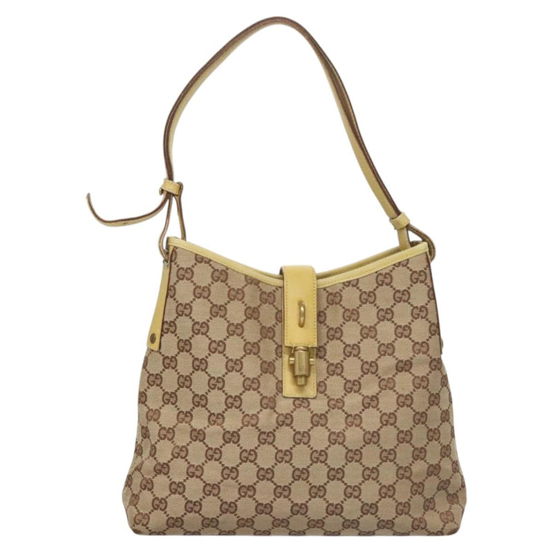 GUCCI GG Canvas Jackie Shoulder Bag Beige Gold 110291 Auth th5853