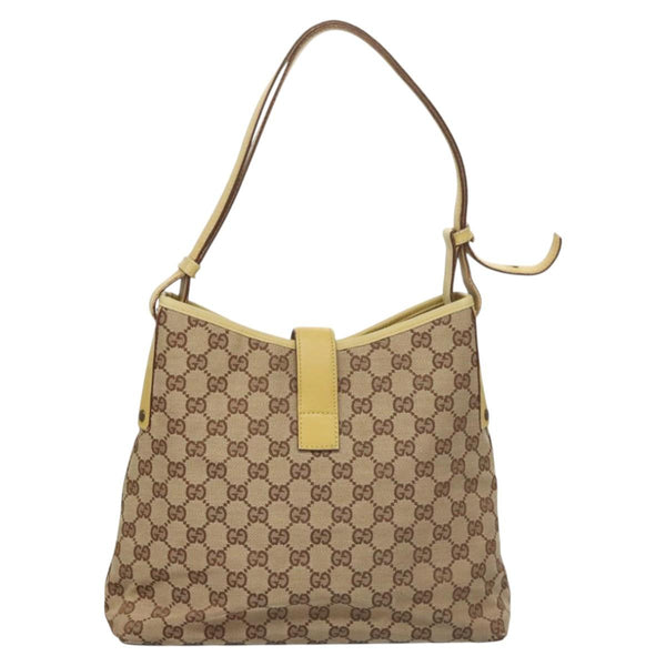 GUCCI GG Canvas Jackie Shoulder Bag Beige Gold 110291 Auth th5853