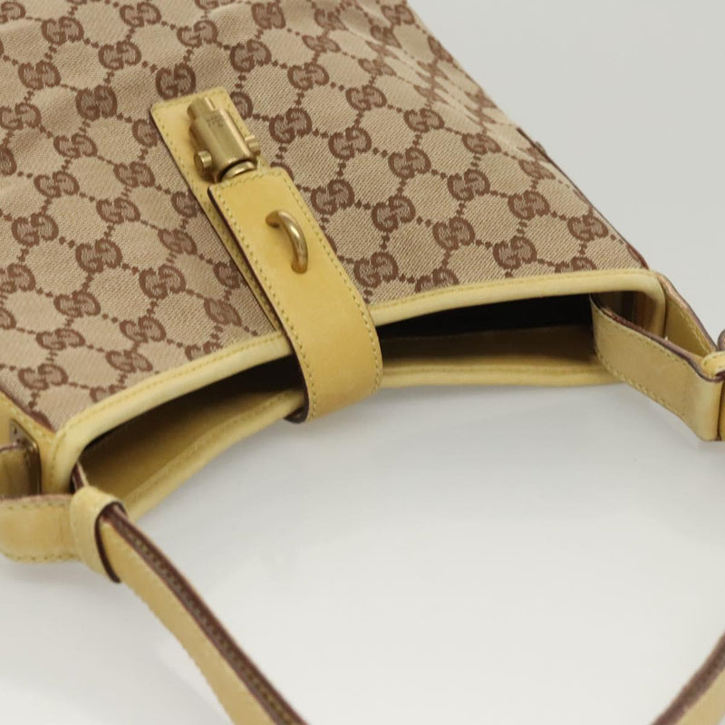 GUCCI GG Canvas Jackie Shoulder Bag Beige Gold 110291 Auth th5853