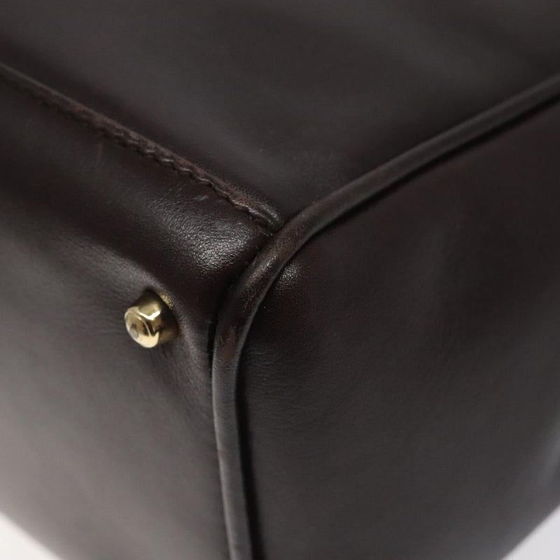 GUCCI Bamboo Hand Bag Leather Brown Gold 000 2122 0316 Auth th5856