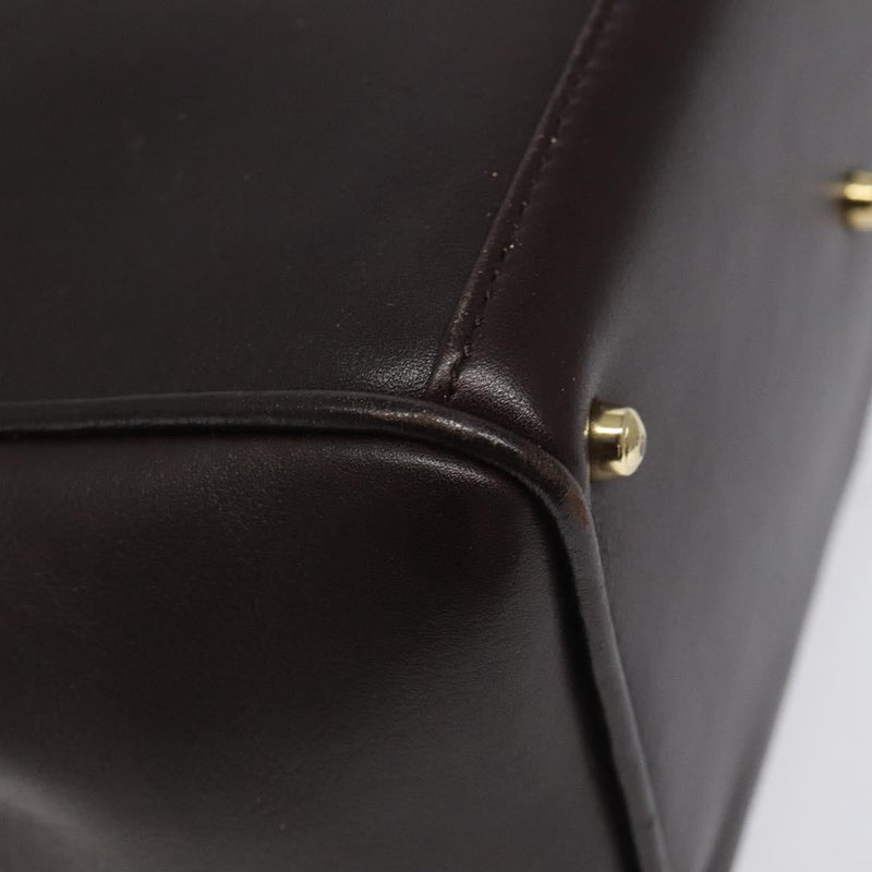 GUCCI Bamboo Hand Bag Leather Brown Gold 000 2122 0316 Auth th5856