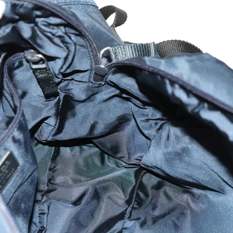 PRADA Backpack Nylon Navy Silver Auth th5858