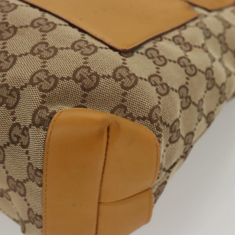 GUCCI GG Canvas Tote Bag Beige Silver 019 0402 Auth th5862