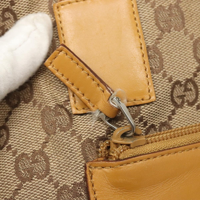 GUCCI GG Canvas Tote Bag Beige Silver 019 0402 Auth th5862